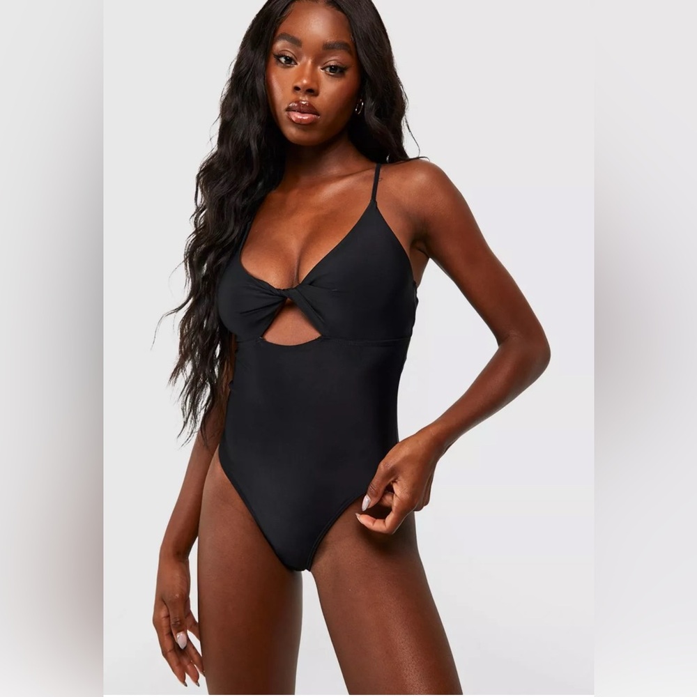 Boohoo TUMMY CONTROL TWIST FRONT SWIMSUIT size 8
